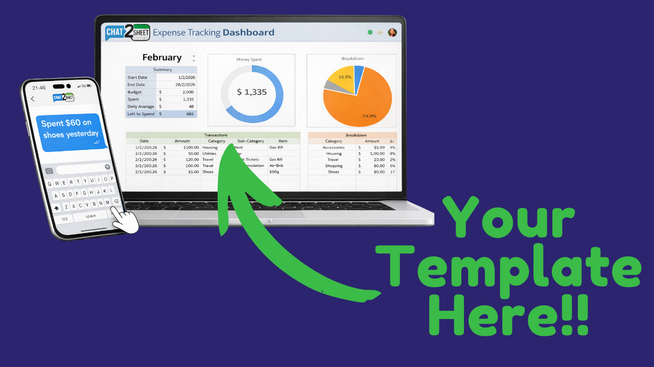 Demo showing a user texting an update and a spreadsheet updating instantly